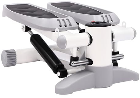 Stepper für Zuhause,Mini-Laufband mit LCD-Anzeige,Fitness Mini Stepper für Home Office Workout Gym，Laufband mit Fitnesspads und Widerstandsbändern (Grau)
