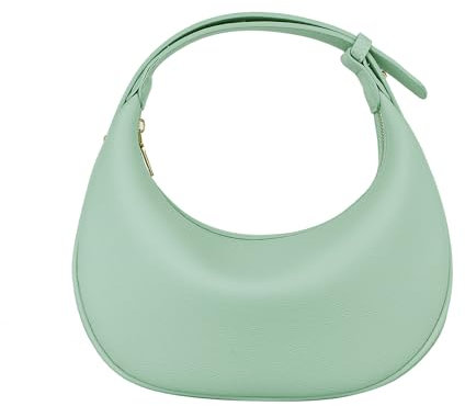 Buric Schultertasche für Damen, modische Tragetasche, Handtasche, verstellbare Umhängetasche für Damen, PU-Leder, Clutch mit Reißverschluss, Mintgrün