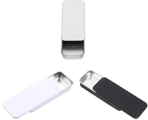 3 recipientes de metal mate, mini cajas deslizantes rectangulares, vacías, con bisagras, portátil, pequeño, organizador de almacenamiento para el hogar, kit organizador para dulces, joyas, pastillas,