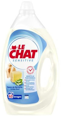 Le Chat Savon de Marseille 63 lavages, respecte les peaux sensibles - La bouteille de 2.8L