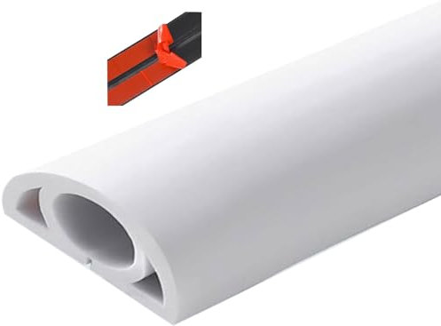 Cable Trunking,Wood-Effect Half round Cable Raceway,Self-Adhesive Backing Paintable Cable Trunking,Cable Concealer Management/Black-20Mm(79/100In)(White 20Mm(79/100In))