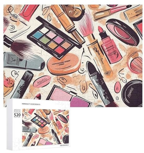Jigsaw Puzzles for Adults Jigsaw Puzzle Makeup Theme Pattern Challenging Game Puzzle with Letters on Back Personalized Puzzle Perfect for Game Nights Home Decor Gift