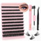 Sixstarhair Individual Eyelashes Kit 100D Diy Eyelashes Extensions at Home Mix 8-16mm Thick Dramatic Lash Clusters with Tweezers and Lash Bond and Remover Cluster Lashes Kit Volume Lash Extensions