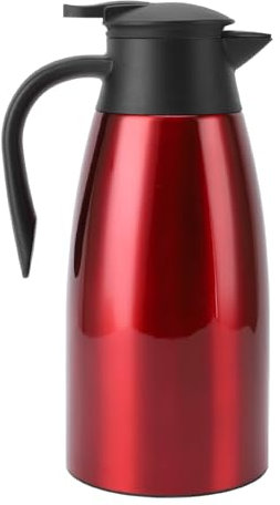Thermal Coffee Kettle Insulated 2L Stainless Steel Vacuum Coffee Carafe Hot and Cold Beverage Dispenser with Humanized Handle Design (Wine Red)