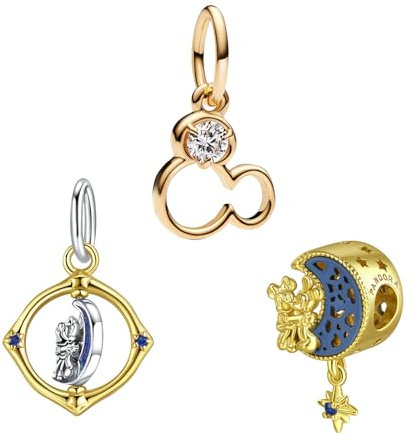 Doyafer 925 Sterling Silber Gold Cartoon Maus Anhänger Charme Set geeignet für Frauen Armbänder, Halsketten, Geburtstags- und Feiertagsgeschenke