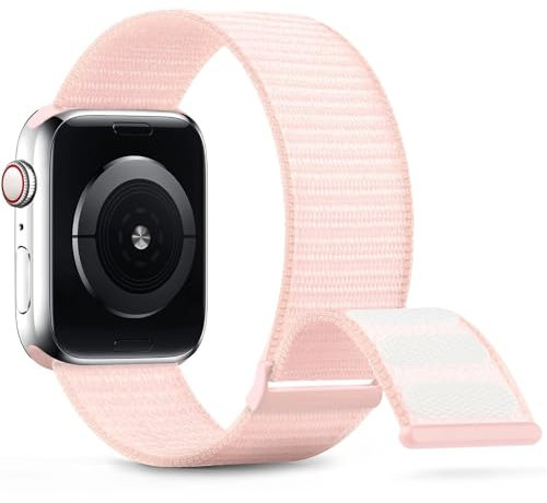 SRDRK Cinturino sportivo in nylon compatibile con cinturino Apple Watch 38mm 40mm 41mm 42mm 44mm 45mm cinturino intrecciato donna uomo compatibile per iWatch serie 9/8/7/6/5/4/3/2 SE(Light Pink,42/44/