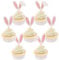 Osterhasen Cupcake Topper, 24 Stück Tortendeko Ostern Glitzer Hasenohren Kuchen Deko, Niedlich Kuchendeko Oster, Osterdeko Muffins, Hasen Cupcake Topper für Osterthema Partyzubehör
