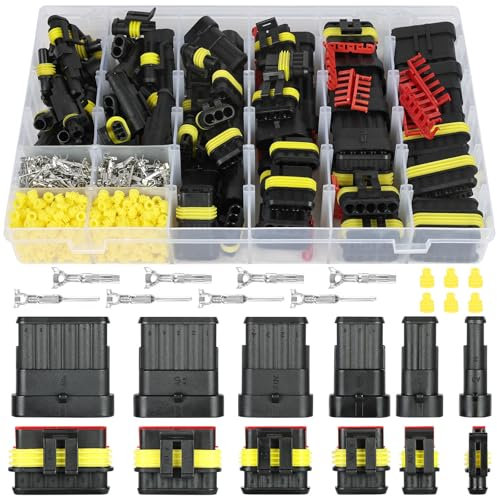URAQT 730 PCS Automotive Waterproof Electrical Connector, Automotive Wire Connector, 1/2/3/4 Pin Automotive Spark Terminal Plug Connector with Box for Motorcycle Scooter Car Truck Boat