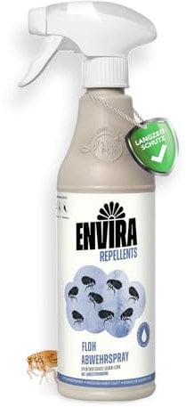 Envira Floh Abwehrspray 500 ml - Flohspray mit Fernhaltewirkung gegen Flöhe, Katzenfloh, Hundefloh in der Wohnung - Flöhe bekämpfen - Effektives Flohmittel & Flohschutz (PT19)