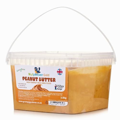 Grumpy Gardener Peanut Butter Bird Food – 2.5Kg Gold Mix Suet Refill for Feeders – Make Suet Balls, Suet Blocks or Use as Fat Ball Alternative – High-Energy Wild Bird Feed with Peanuts & Wheat