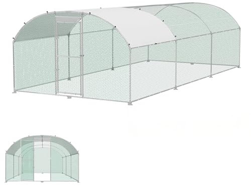 YRHome 3x6x2m Freilaufgehege Hühnerstall Haustierkäfig aus Metall Geflügelstall Hühnerhaus Bogenform Design mit Sonnenschutzdach Winterfest für Hühnerkäfig Haustierkäfig Vogelkäfig Kleintiere