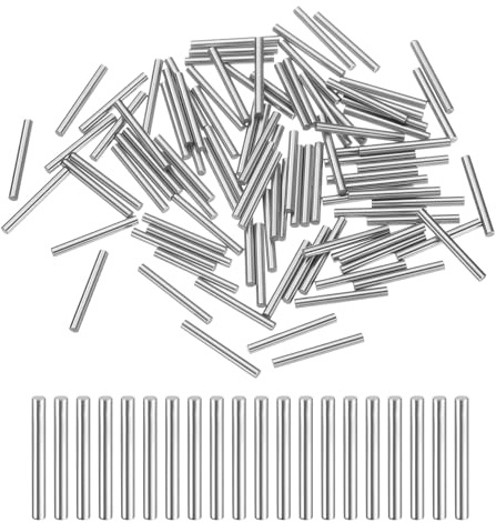 sourcing map 100 perni cilindrici in acciaio, 1,5 mm x 14 mm, perni cilindrici per mensole, elementi di fissaggio, picchetti in metallo, tolleranza +/- 0,02 mm, tonalità argento
