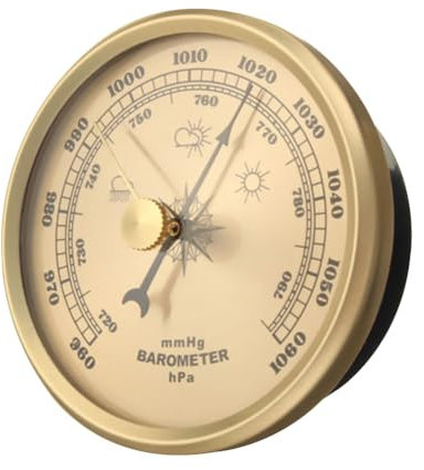 Wetterstation Analog Aus Edelstahl Mit Barometer Hygrometer Wettervorhersage Zifferblatt Typ Wetterstation Innen Und Außen Retro Barometer Analog Für Klimakontrolle Luftüberwachung, 960-1060hPa