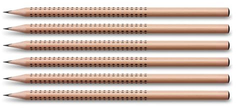FABER-CASTELL 205273 - Bleistifte Set Grip, Härtegrad HB, 6 Holzstifte natur
