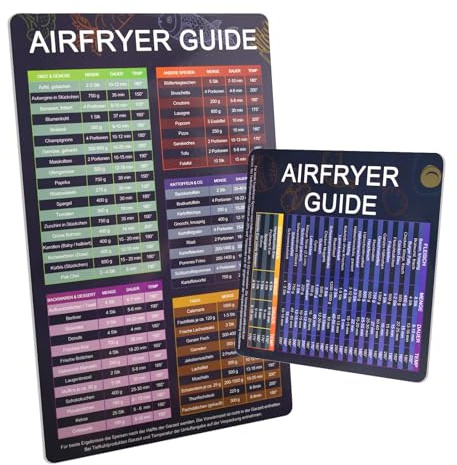 Accessori Airfryer, ricette magnetiche compatte per cheat sheet con temperatura, quantità di durata, libro di cucina tedesco Airfryer, ricettario per friggitrice ad aria calda, per Ninja COSORI PHLIPS