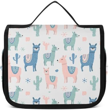 MHYRAC Hanging Wash Bag, Alpaca Cactus Toiletry Bag, Makeup Bag for Travel, Business, Vacation