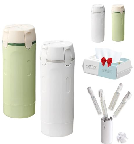 HItianya 4-in-1 Travel Dispenser Bottle, Travel Liquid Bottles for Toiletries, Refillable, Leak Proof, Portable Containers, Eco Friendly Transparent with Sticker for Perfume for Lotion (2PC-C)
