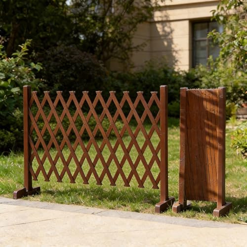 Clôture Extensible Autoportante en Bois, Treillis De Jardin Pliable Et Portable, Longueur 30-85 Cm, Séparateur De Treillis pour Intérieur Et Extérieur(Walnut)