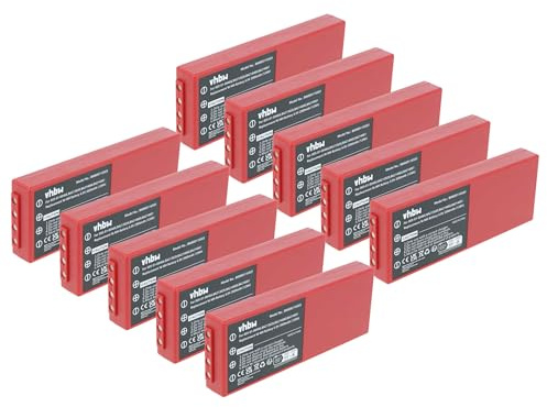 vhbw 10x Akku kompatibel mit HBC Radiomatic Spectrum 2, Spectrum 3 Industrie-Funkfernsteuerung Fernbedienung (2000 mAh, 6 V, NiMH) - Rot