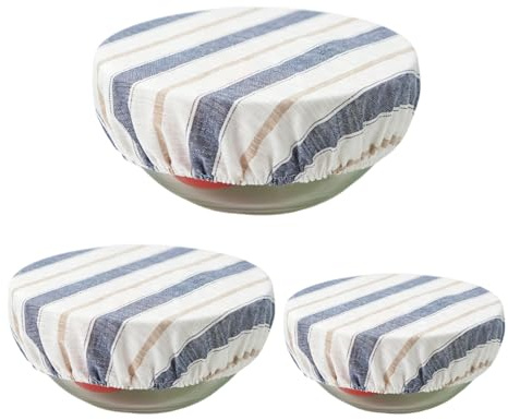 IGXX 3 Pcs Reusable Bread Proofing Cover Set, 6/8/12 Inches Elastic Linen-Cotton Bowl Covers for Sourdough, Fabric Food Covers for Bowls and Proofing Baskets