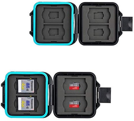 JJC Speicherkarten Tasche Wasserdicht Schutzhülle für 4 SDXC SDHC SD-Karten und 4 Micro SD-Karten TF Karten mit Antilost Schnur