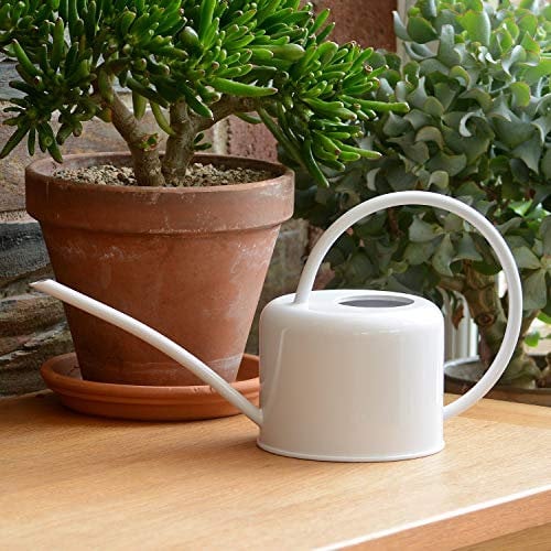 CKB LTD Annaffiatoio per interni piccolo, 1,1 l, in acciaio zincato a polvere, per piante da appartamento, design contemporaneo in metallo, con beccuccio stretto e manico alto (gesso)