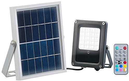 Luminea Solar Strahler RGB: Solar-LED-Fluter für außen, RGBW, 10 Watt, mit Fernbedienung & Timer (Solarstrahler mit Fernbedienung, LED-Solarstrahler, Outdoor Lichterkette)