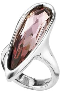 UNO de 50 Ring aus Metalllegierung mit rosa Kristall und versilbert, Talla 15, Silber, Kein Edelstein