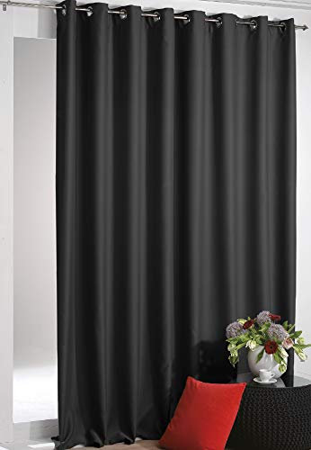 Verdunkelungsgardine mit Ösen Shadow 135 x 295 cm (Breite x Länge) in Schwarz, Extra Lange Blackout Gardine in vielen Variationen