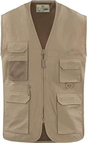 normani Sommerweste Outdoorweste Anglerweste Safariweste Freizeitweste Alltagsweste mit atmungsaktivem Sonnenschutz UVP-50+ (XS - 5XL) Farbe Khaki Größe L