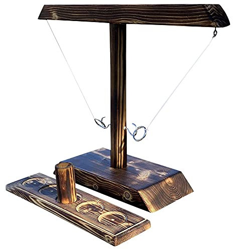 Ropniik Ring Toss Spiele Handgefertigte hölzerne Ring Toss Spiele Haken Indoor Outdoor Spiele für Erwachsene & Kinder Puzzlespiele Inspirieren Sie das Gehirn Brown Retro Type Toy