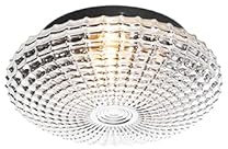 QAZQA - Klassisch I Antik Klassische Bad I Badezimmer Außen Deckenleuchte I Deckenlampe I Lampe I Leuchte schwarz mit Rauchglas 23 cm IP44 - Nohmi I Außenbeleuchtung I Wohnzimmer I Schlafzimmer - Rund