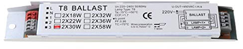 Haveratio T8 2x18/30/58W Reattore elettronico Compatto Lampada da scrivania con Tubo ad Avvio istantaneo Reattori Fluorescenti per Forniture per Ufficio a casa