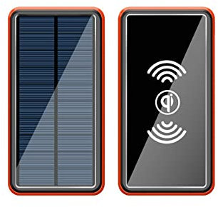 80000mAh Solar Wireless Power Bank Caricabatterie per telefono Caricabatterie portatile di emergenza da viaggio per esterni Powerbank per Xiaomi Samsung IPhone Orange