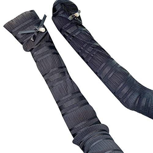 Spitze Fingerlose Handschuhe,UV-Sonnenschutz Spitze Perle Armstulpen Elastische Atmungsaktiv Sommer Armstulpe Handstulpen Fahrradhandschuhe für Frauen Radsport Golf Radfahren für Damen,Schwarz