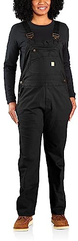 Carhartt Rugged Flex® Damen-Latzhose aus Segeltuch, lockere Passform, Schwarz, Small