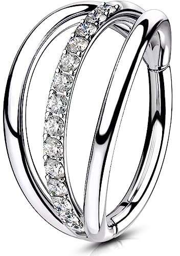 OUFER Body Piercing Helix Ohrring Hoop 16G 8/10/12mm Orbital Conch Ring Tragus Daith Piercings Schmuck CZ Rook Snug Hinged Clicker 316L Chirurgenstahl Knorpel Hoop Ring