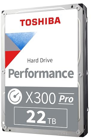 TOSHIBA X300 PRO 22TB High Workload Performance for Creative Professionals 3.5-Inch Internal Hard Drive – Up to 300 TB/Year Workload Rate CMR SATA 6 Gb/s 7200 RPM 512 MB Cache - HDWR62CXZSTB