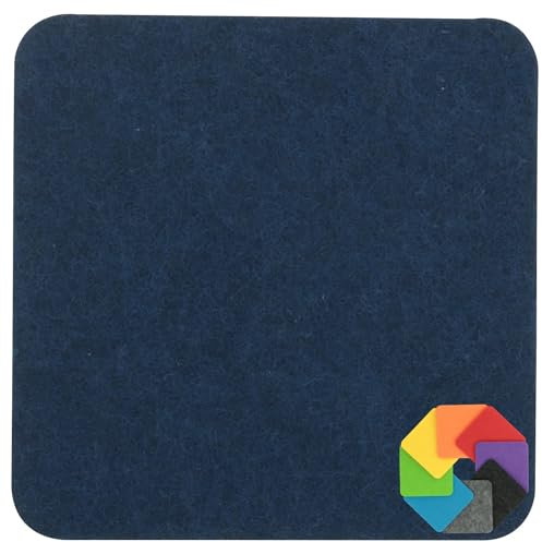 Design Filz Untersetzer eckig - 10x10cm in Nachtblau für Glas, Getränke, Bar, Tasse, Vase