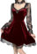 YINGWIN Lace Trim Velvet A-Line Gothic Lolita Dress Women Sexy Long Sleeve V Neck Slim Mini Dress Cosplay Party Costume Dresses Red