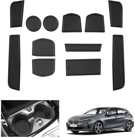 GAFAT Compatible con BMW Serie 1 F40 2019–2024 (Automática) Alfombrillas Antideslizantes, Alfombrillas de Goma para Consola Central, Portavasos, Costura de Puerta, Serie 1 F40 Accesorios (Negro)