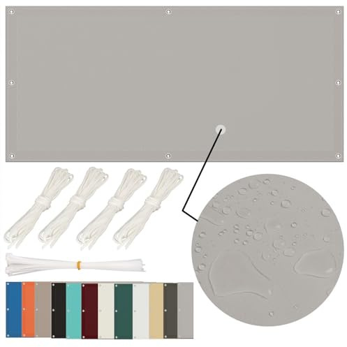 Sonnensegel 2x2.5m, Sonnensegel Wasserdicht Rechteckig mit ösen, Sonnenschutz Balkon Sonnensegel Terrasse Ohne Bohren, Segeltuch für Terrasse Garten UV Schutz, Schwer, Hellgrau