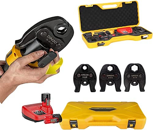 ABBNIA Strumento per crimpare Cavi Strumento per crimpare Idraulico, Pinza per crimpare Tubi Idraulici Ricaricabile Pinza per pressare Tubi con Pinza per pressare Cont