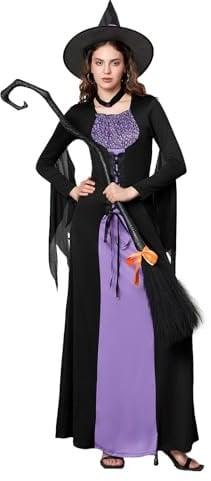 GPLOPEEY Witch Broom with Ribbons for Adult Halloween Women's Witches Broomstick, Costume Parties Halloween Decorations (Black B, One size)