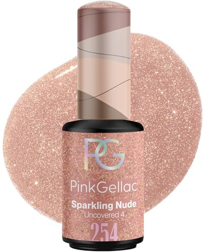 Pink Gellac Gel Nagellack UV - 254 Sparkling Nude 8 ml - Gelnagellack für UV Lampe - Rosa mit Glitzer - Einfache Anwendung Nail Polish für 14 Tage Salonqualität - Veganer Gellack Made in Holland