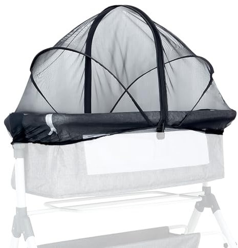 BWBIKE Zanzariera Universale per Lettino con Cerniera a 2 Vie, Coprimoschere Pieghevole per Culla e Lettino da Viaggio, Protezione Insetti per Lettino e Culla,Nero, 60 x 105 cm