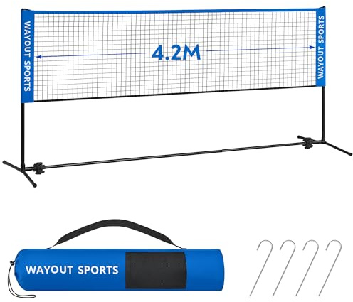 Wayout Sports - Red Ajustable y Plegable para Bádminton, Tenis, Voleibol y Fútbol