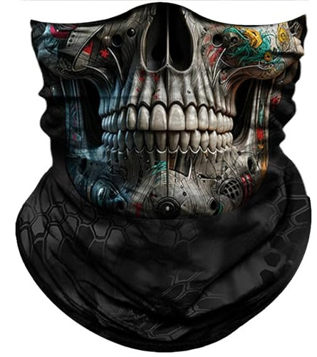 Crâne Visage Gris Nez Noir Homme Femme Cache-Col Microfibre Echarpe Gaiter Multi-Usage Protection du Visage Couvre-Chef pour Yoga Sports Course À Pied