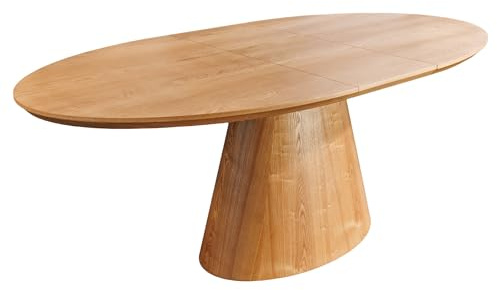 Riess Ambiente Esstisch Unique - 160-200x100cm - Natur ausziehbar | Platz für 10 Personen, Unikat, individuelle Maserung, Säulenfuß, Bodenschoner, pflegeleichte Oberfläche