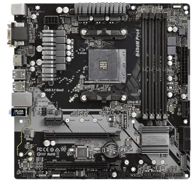 Placa Base B450M PRO4 De 64 GB PCI-E 3.0 AM4 DDR4 For Asrock, Partes
